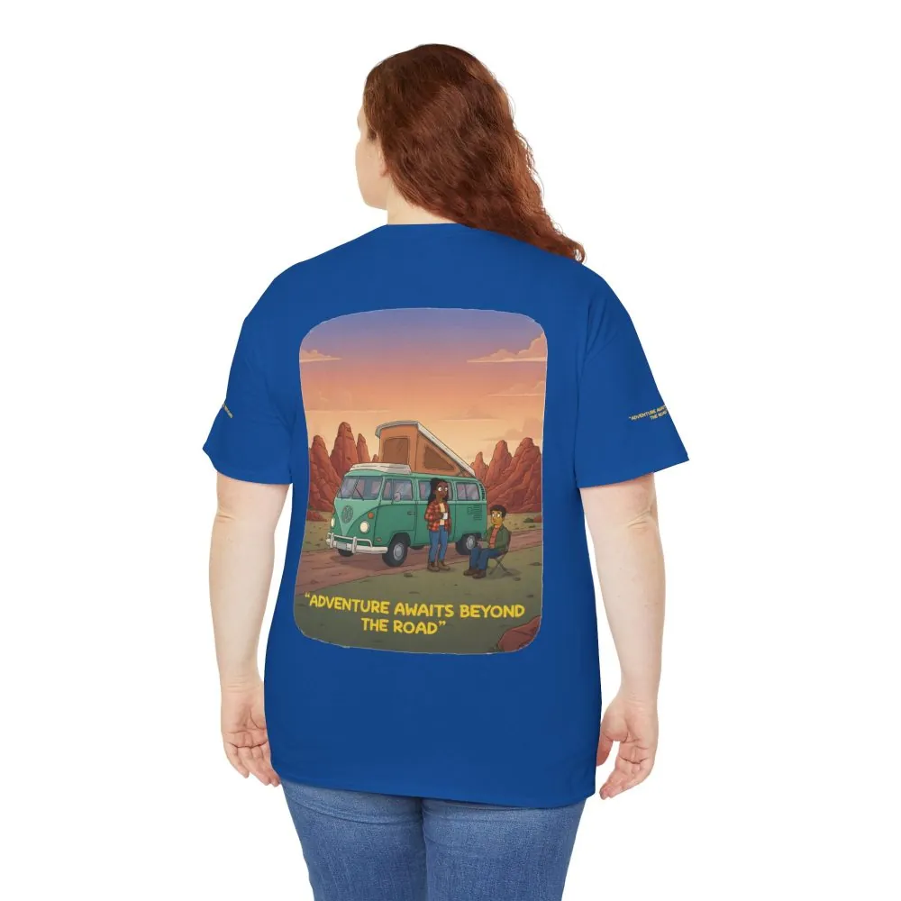 5570879823472450332_2048.jpeg Unisex Heavy Cotton Tee — "Adventure Awaits Beyond The Road" Design Sitcom-Line