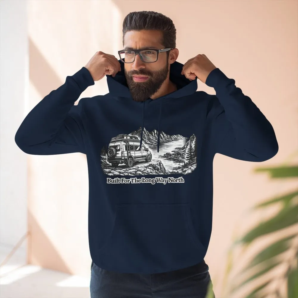 5579099820147894726_2048.jpeg Three-Panel Fleece Hoodie - "Built For The Long Way North" Design Minimal-Line