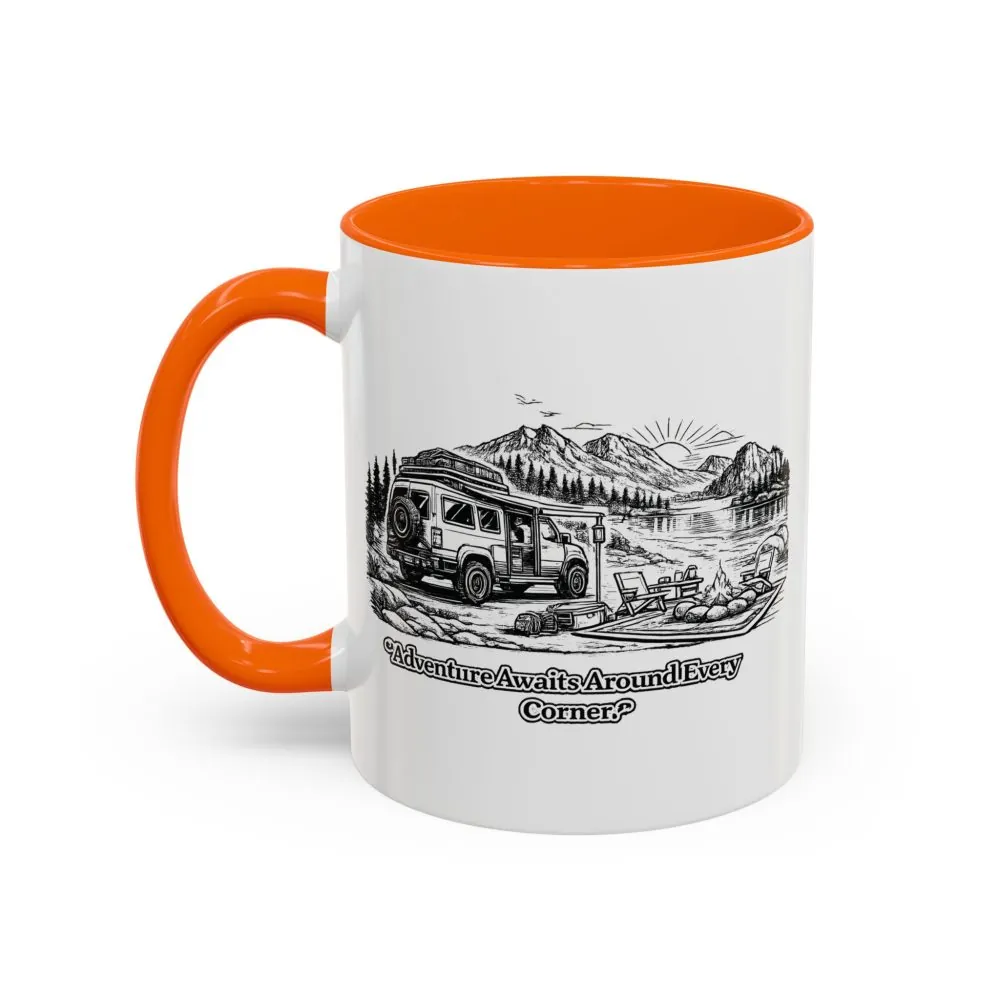 5580323331946816161_2048.jpeg Accent Coffee Mug (11, 15oz) — "Adventure Awaits Around Every Corner" Design Minimal-Line