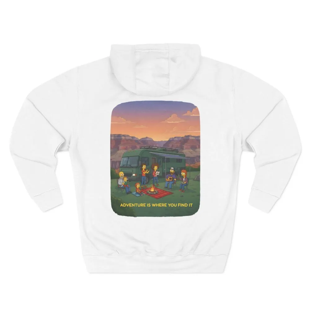 5585549474797765090_2048.jpeg Three-Panel Fleece Hoodie - "Adventure Is Where You Find It" Design Sitcom-Line