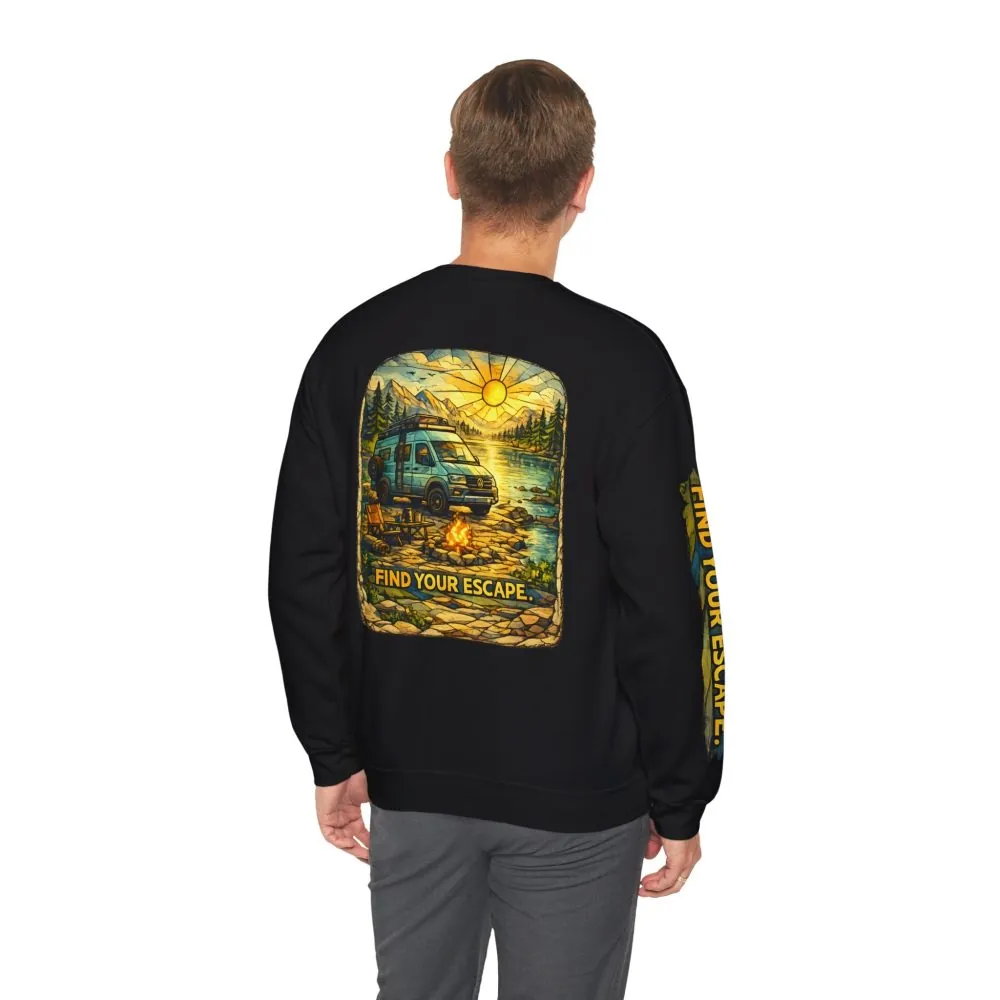 5585822702803488863_2048.jpeg Unisex Heavy Blend™ Crewneck Sweatshirt — "Find Your Escape" Design Cubic-Line