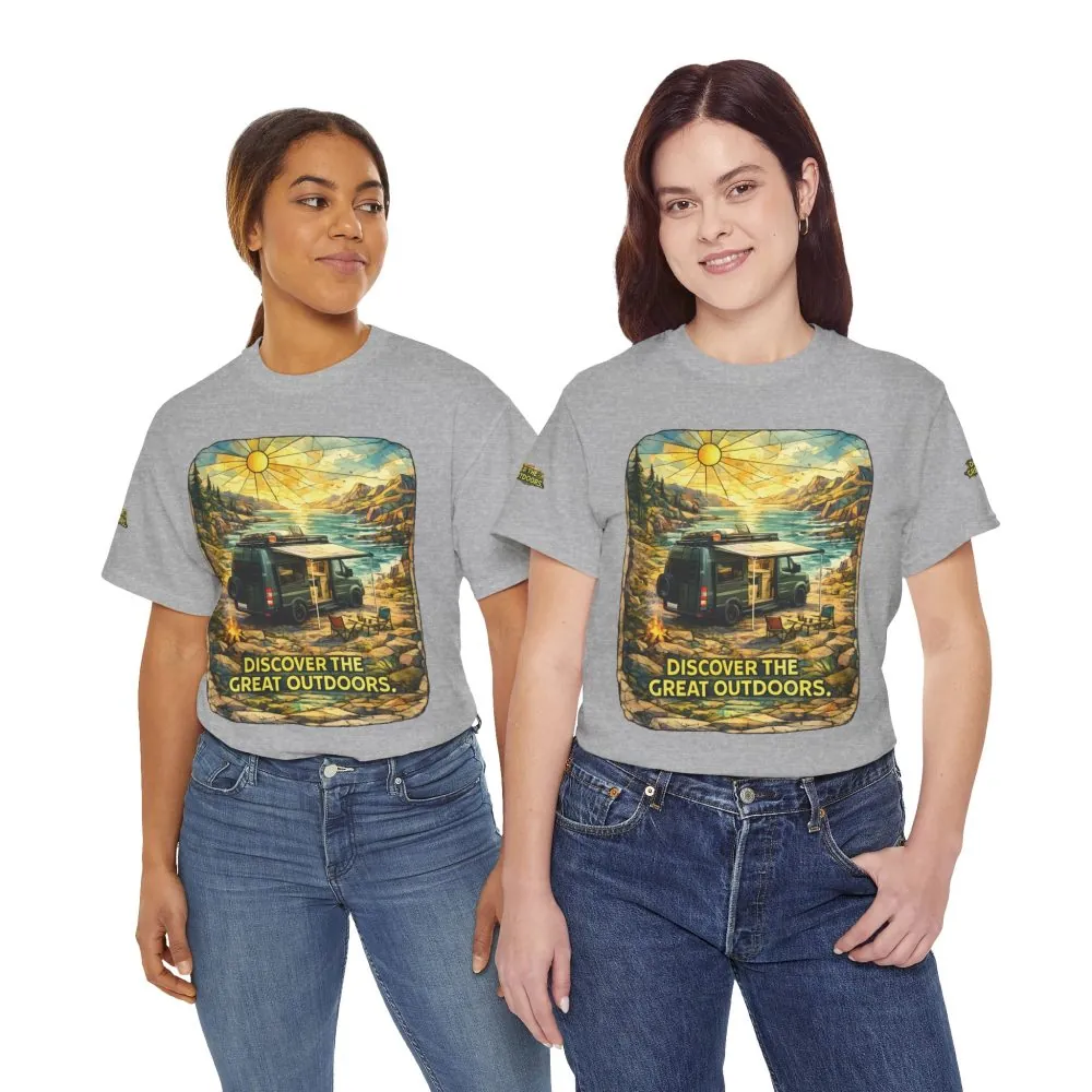 5591260249729377934_2048.jpeg Unisex Heavy Cotton Tee — "Discover The Great Outdoors" Design Cubic-Line