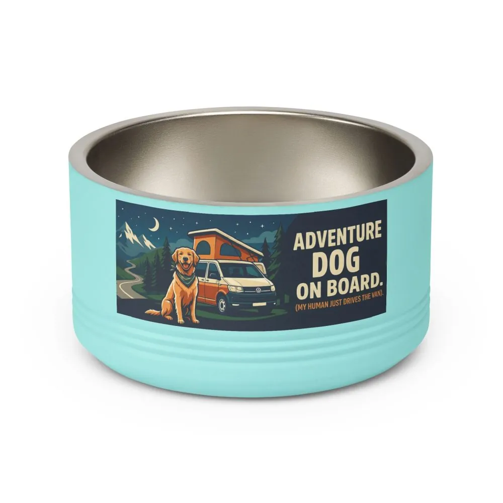 Pet Bowl — "Adventure Dog On Board " 18oz Camper & Hiking Dog Travel Bowl