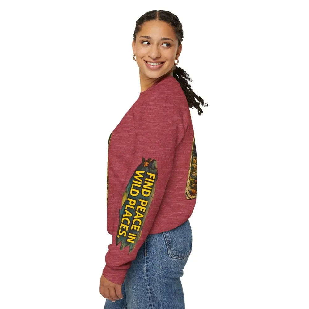 5606957755887992521_2048.jpeg Unisex Heavy Blend™ Crewneck Sweatshirt — "Find Peace In Wild Places" Design Cubic-Line