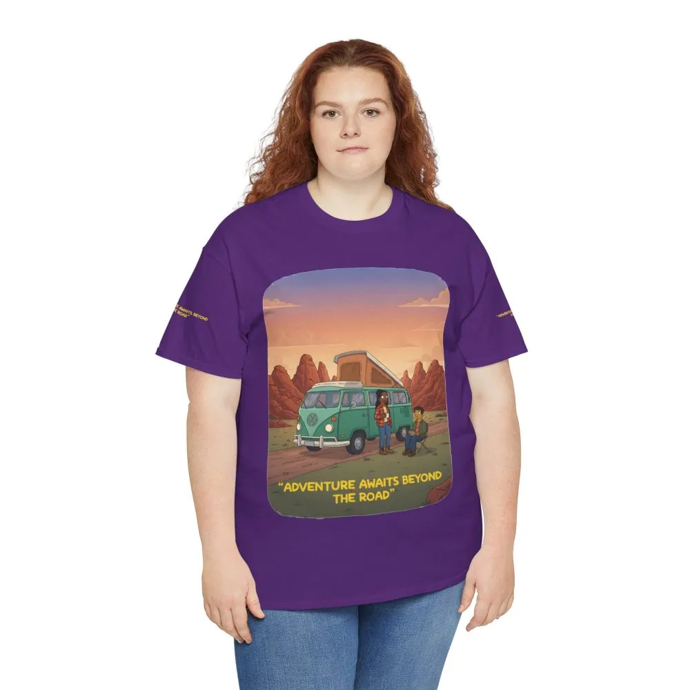 5607205046725842240_2048.jpeg Unisex Heavy Cotton Tee — "Adventure Awaits Beyond The Road" Design Sitcom-Line