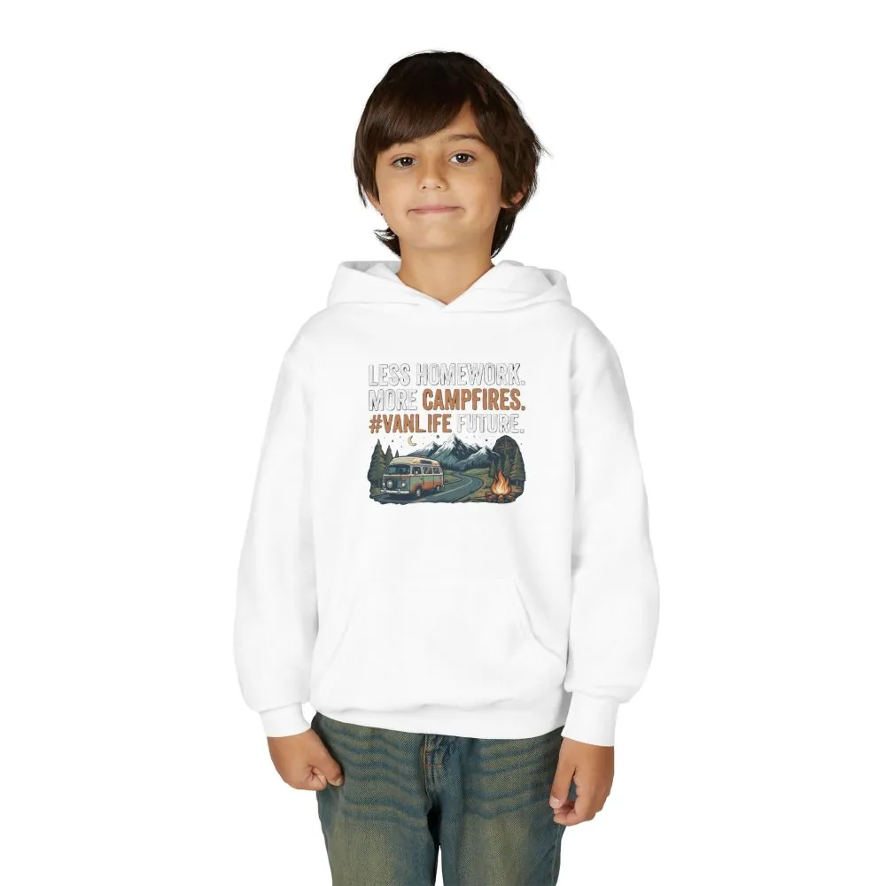 5622669755868671690_2048.jpeg Youth Hoodie(Gildan) – Less Worry, More Campfires #VanLife Adventure Pullover