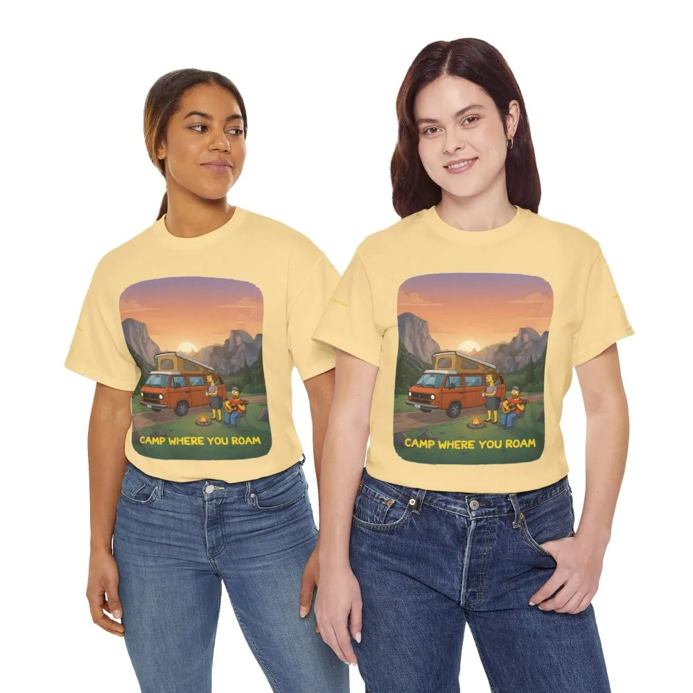 Unisex Heavy Cotton Tee — "Camp Where You Roam" Design Sitcom-Line