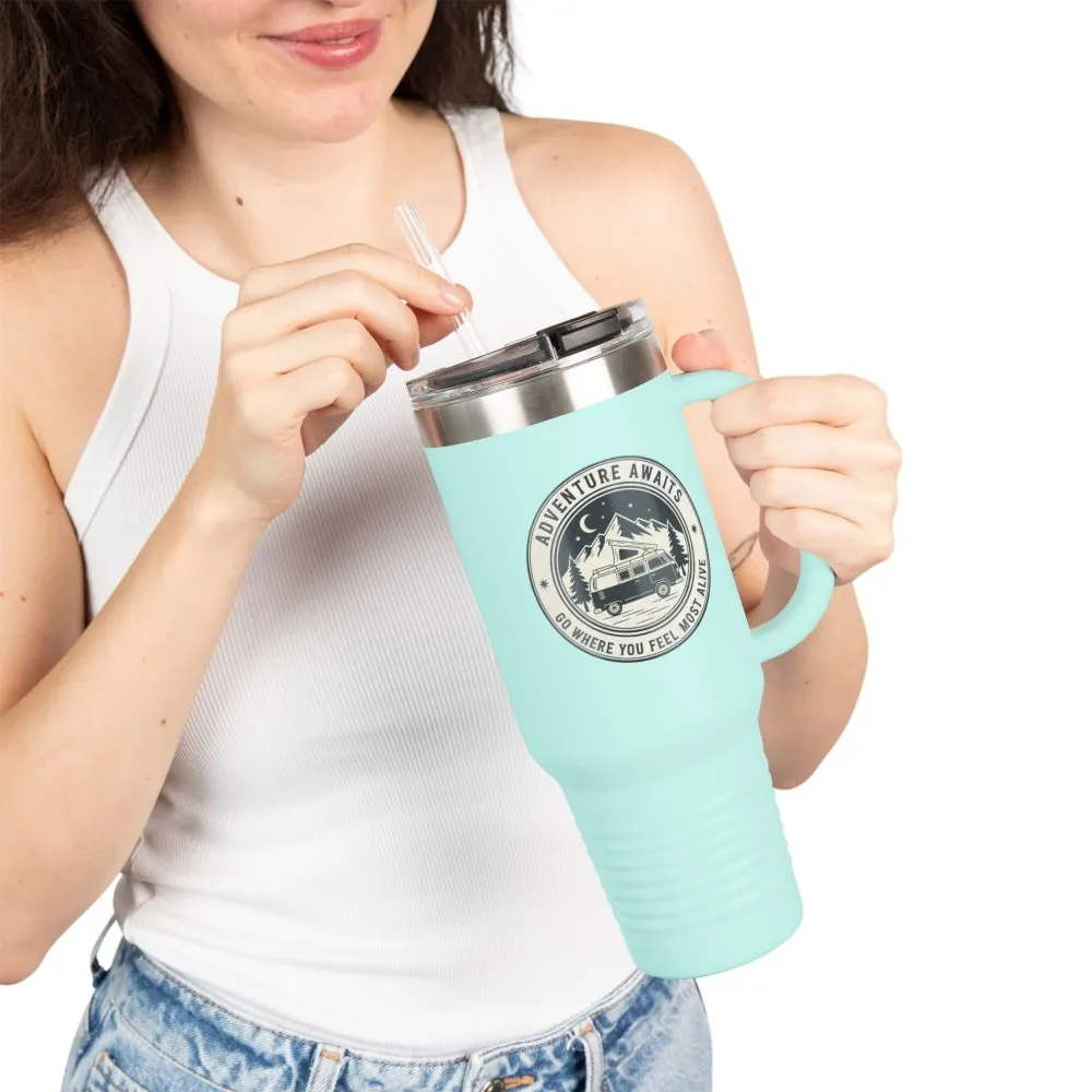 5636300449148550672_2048.jpeg Insulated Travel Mug - "Adventure Awaits-Go Where You Feel Most Alive" (40oz) – Retro Camper Design, Keep Drinks Hot or Cold