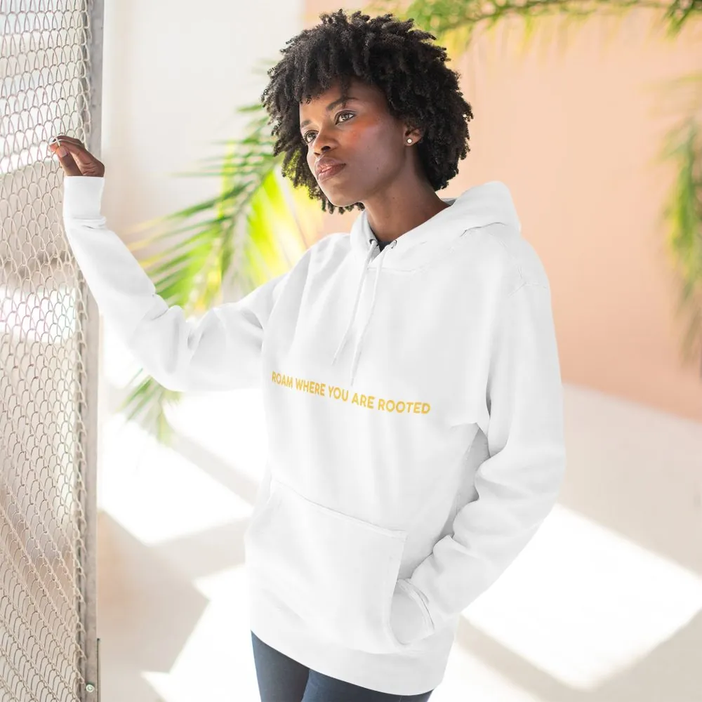 5648241149903031542_2048.jpeg Three-Panel Fleece Hoodie - "Roam Where You Are Rooted" Design Sitcom-Line
