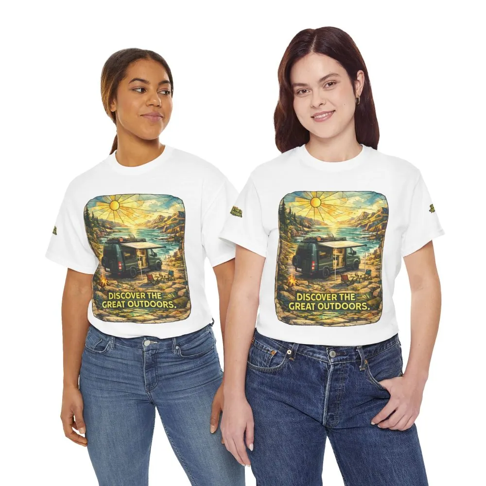 5648390663672446557_2048.jpeg Unisex Heavy Cotton Tee — "Discover The Great Outdoors" Design Cubic-Line