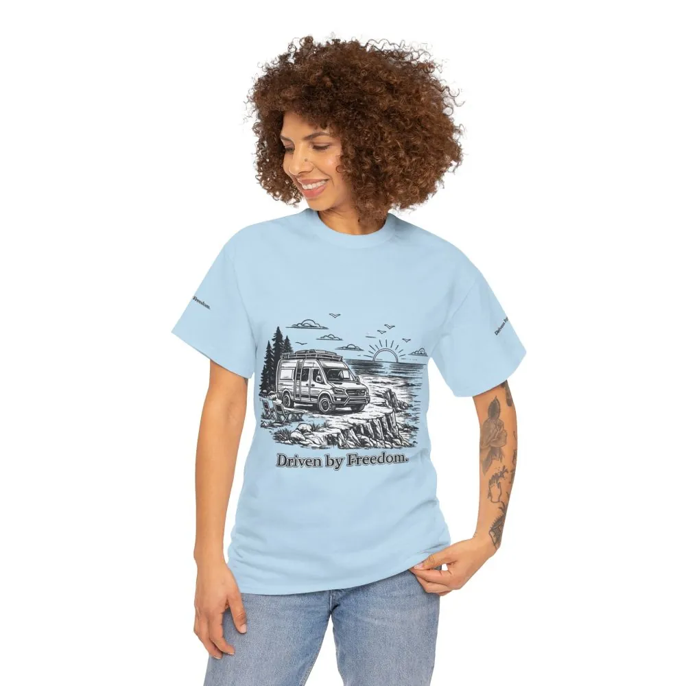 5650838168522733458_2048.jpeg Unisex Heavy Cotton Tee — ""Driven By Freedom" Design Minimal-Line