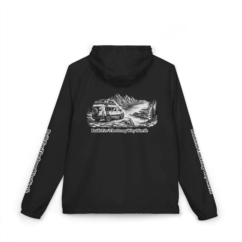 5656553728559720494_2048.jpeg Unisex Full-Zip Windbreaker Jacket — "Built For The Long Way North" (Design "Minimal-Line")
