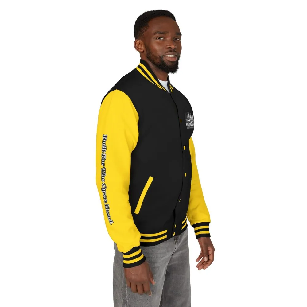 5658756403052816220_2048.jpeg Unisex Heavyweight Letterman Jacket — "Built For The Open Road" Travel Varsity Coat