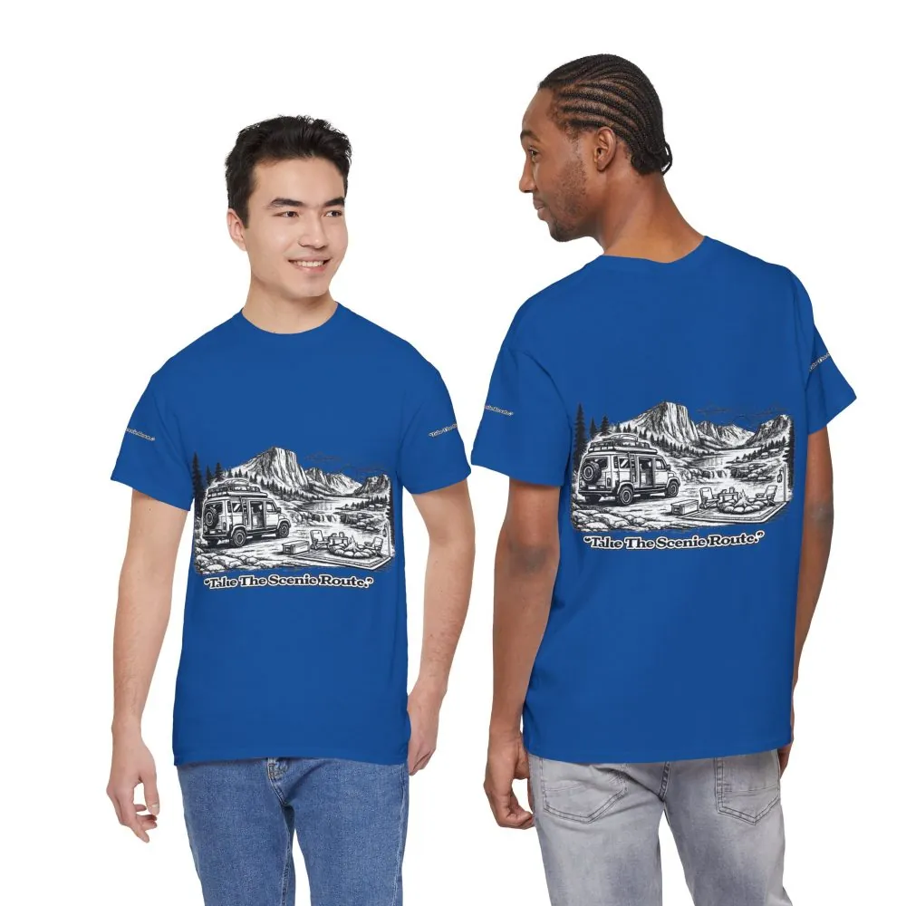 5660767891865498131_2048.jpeg Unisex Heavy Cotton Tee — "Take The Scenic Route" Design Minimal-Line