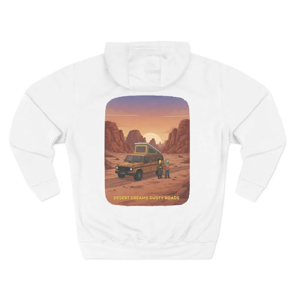 Three-Panel Fleece Hoodie - "Desert Dreams Dusty Roads" Design Sitcom-Line