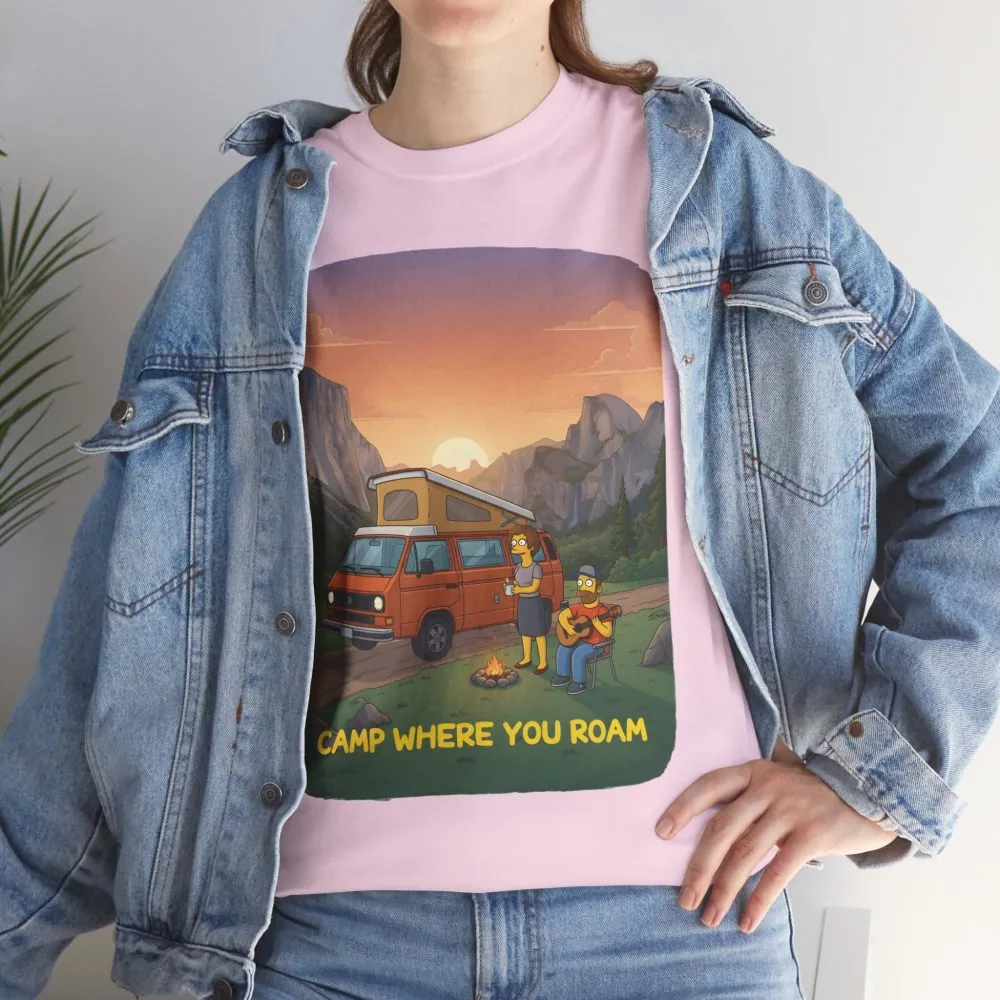 Unisex Heavy Cotton Tee — "Camp Where You Roam" Design Sitcom-Line