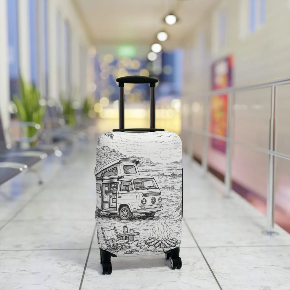 Luggage Cover — Adventure Camper Sketch Travel Suitcase