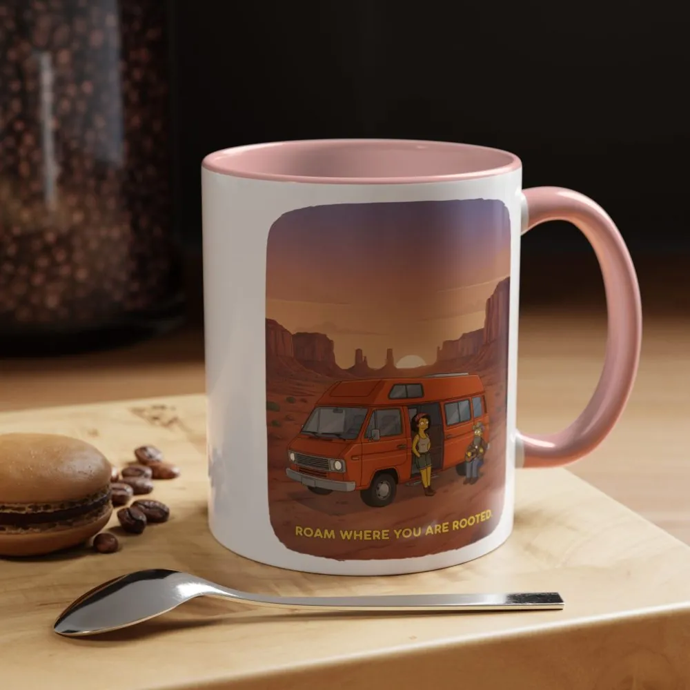 Accent Coffee Mug (11, 15oz) — "Roam Where You Are Rooted" Design Sitcom-Line