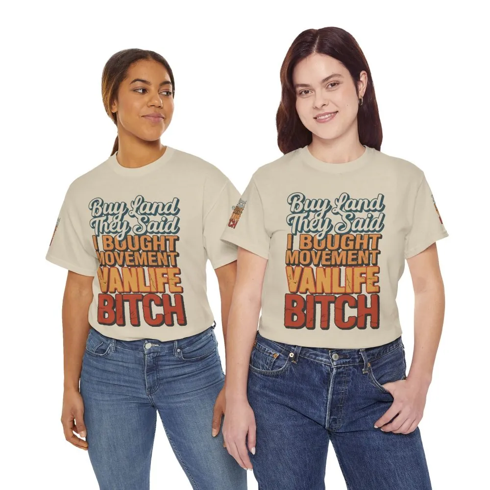 Unisex Heavy Cotton Tee — "Buy Land They Said" Design F**K-Line
