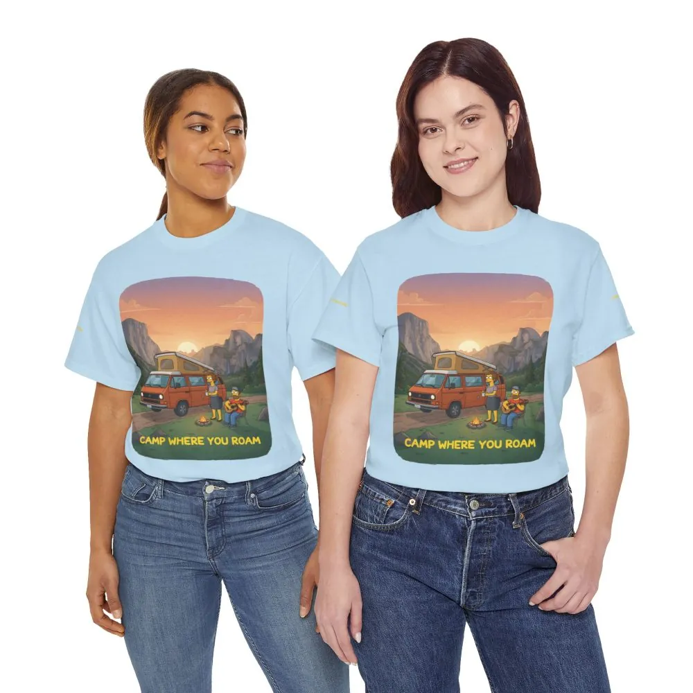 Unisex Heavy Cotton Tee — "Camp Where You Roam" Design Sitcom-Line