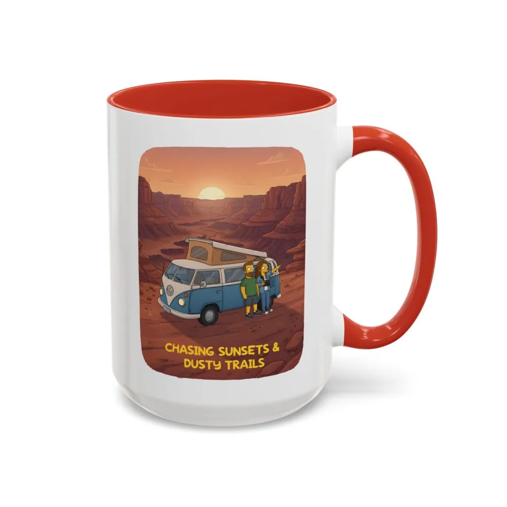 5730878817353301475_2048.jpeg Accent Coffee Mug (11, 15oz) — "Chasing Sunsets And Dusty Trails" Design Sitcom-Line