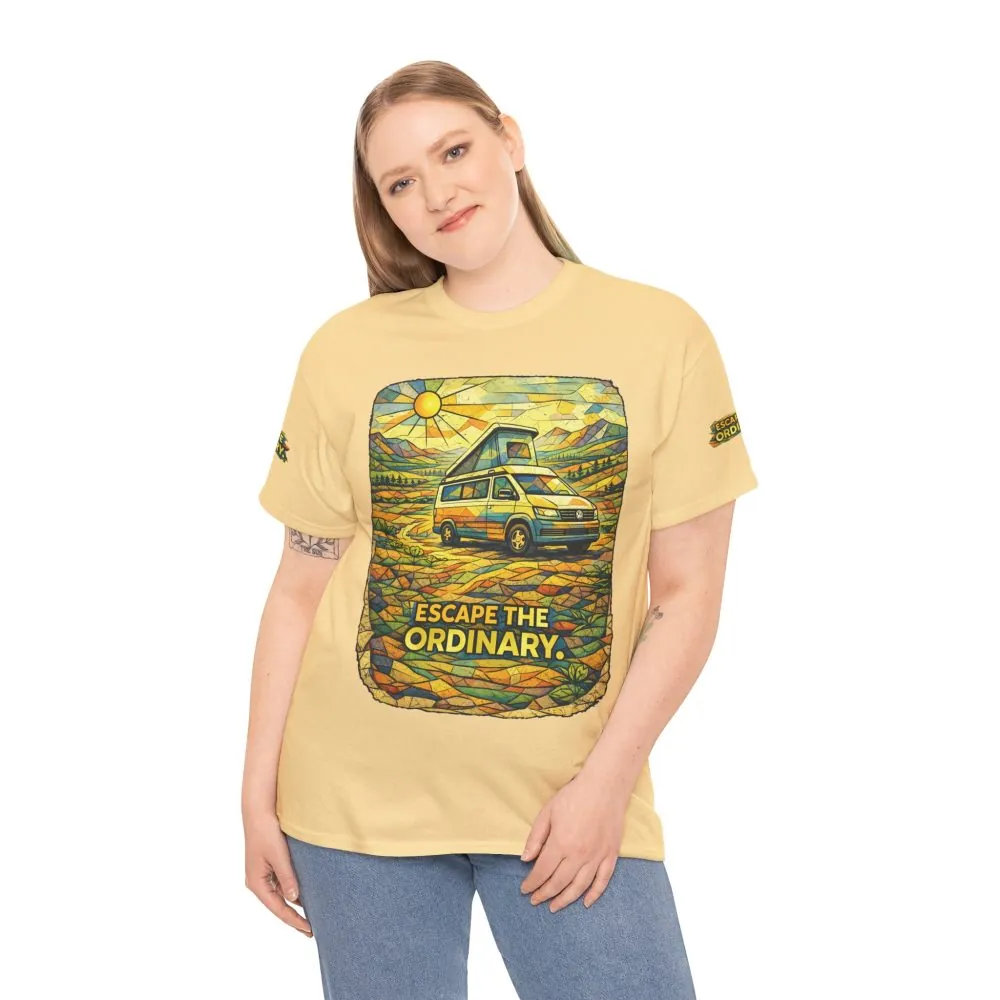 Unisex Heavy Cotton Tee — "Escape The Ordinary" Design Cubic-Line