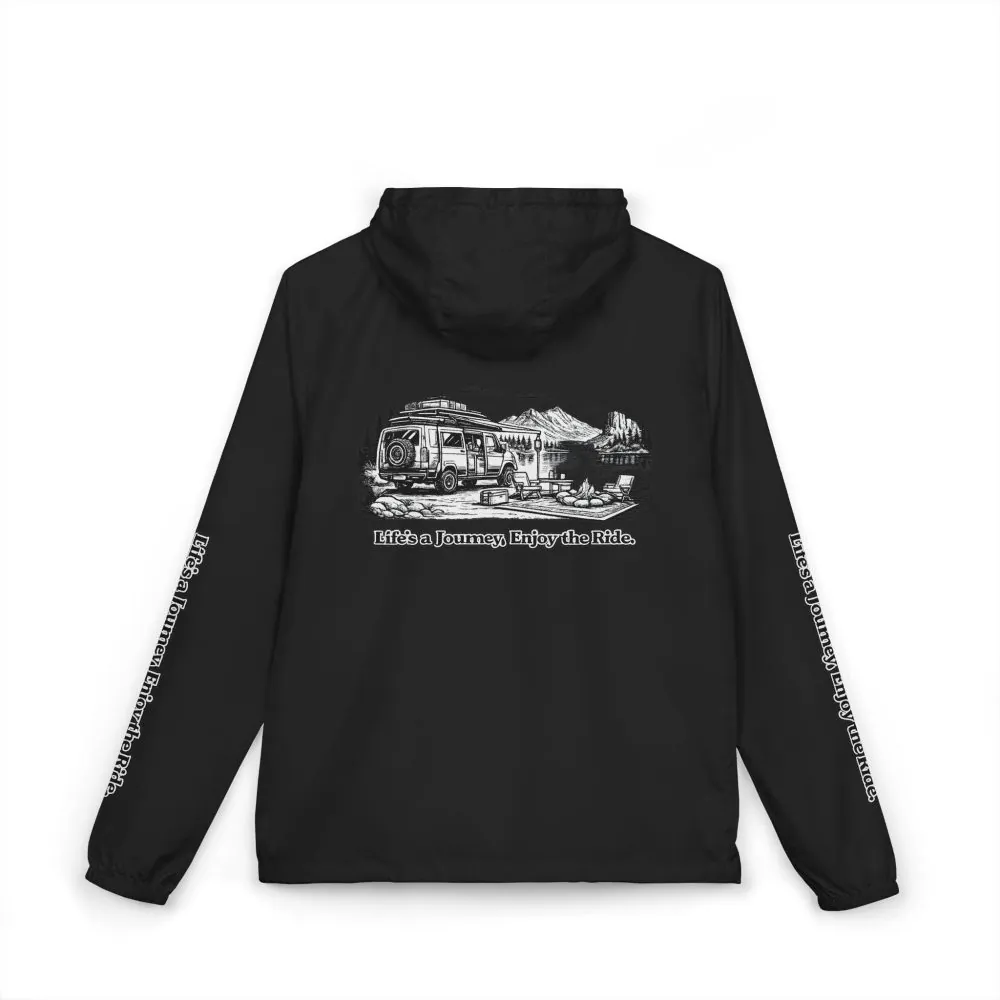Unisex Full-Zip Windbreaker Jacket — "Lifes A Journey" (Design "Minimal-Line")