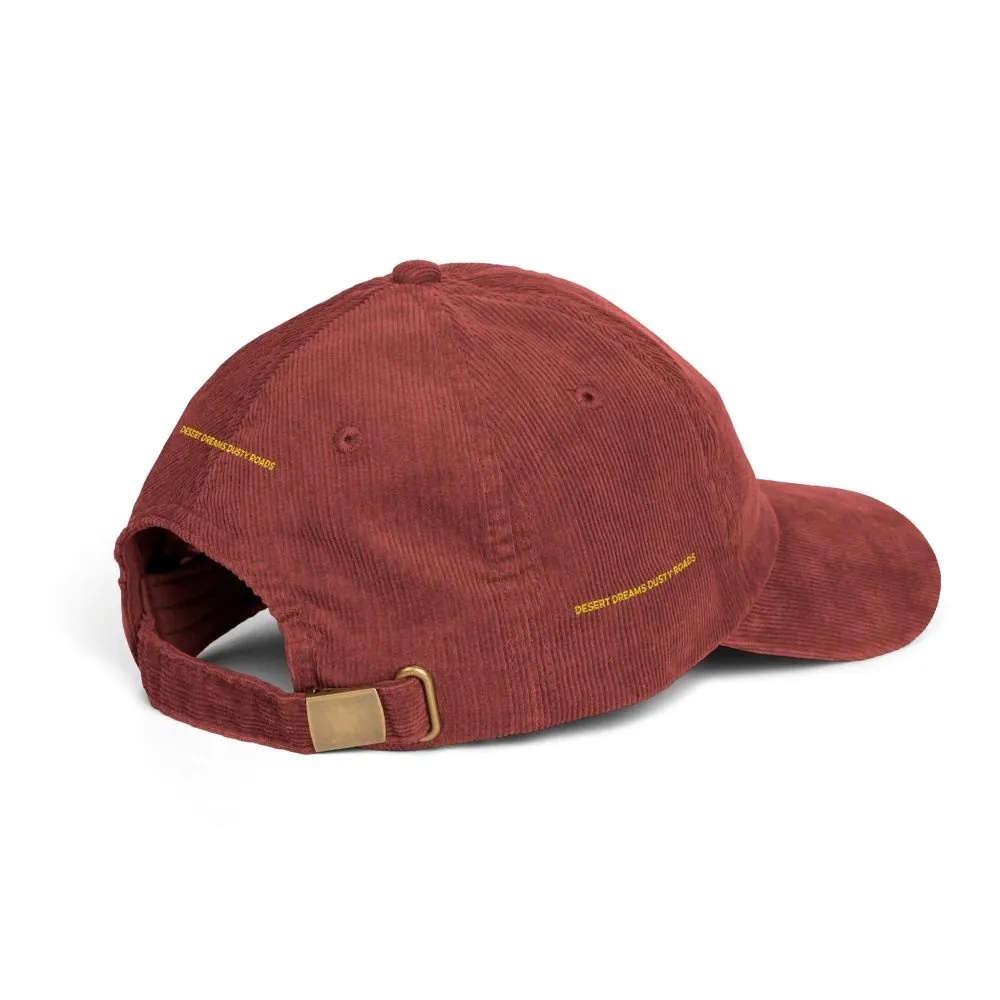 Vintage Corduroy Cap (Embroidery) — "desert Dreams Dusty Roads" Embroidered Hat