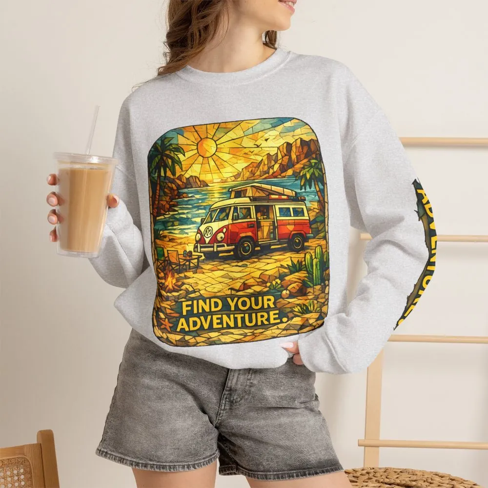 5765447260099547159_2048.jpeg Unisex Heavy Blend™ Crewneck Sweatshirt — "Find Your Adventure" Design Cubic-Line