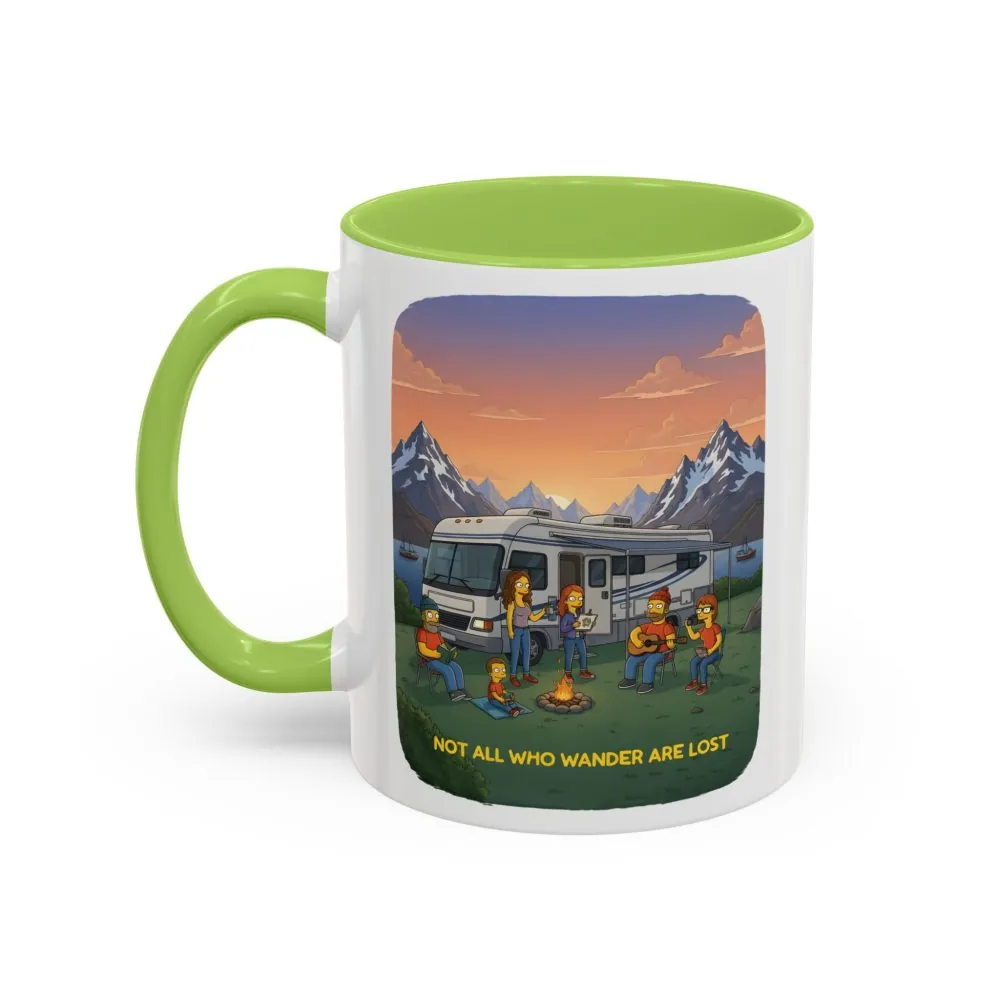 Accent Coffee Mug (11, 15oz) — "Not All Who Wander Are Lost" Design Sitcom-Line
