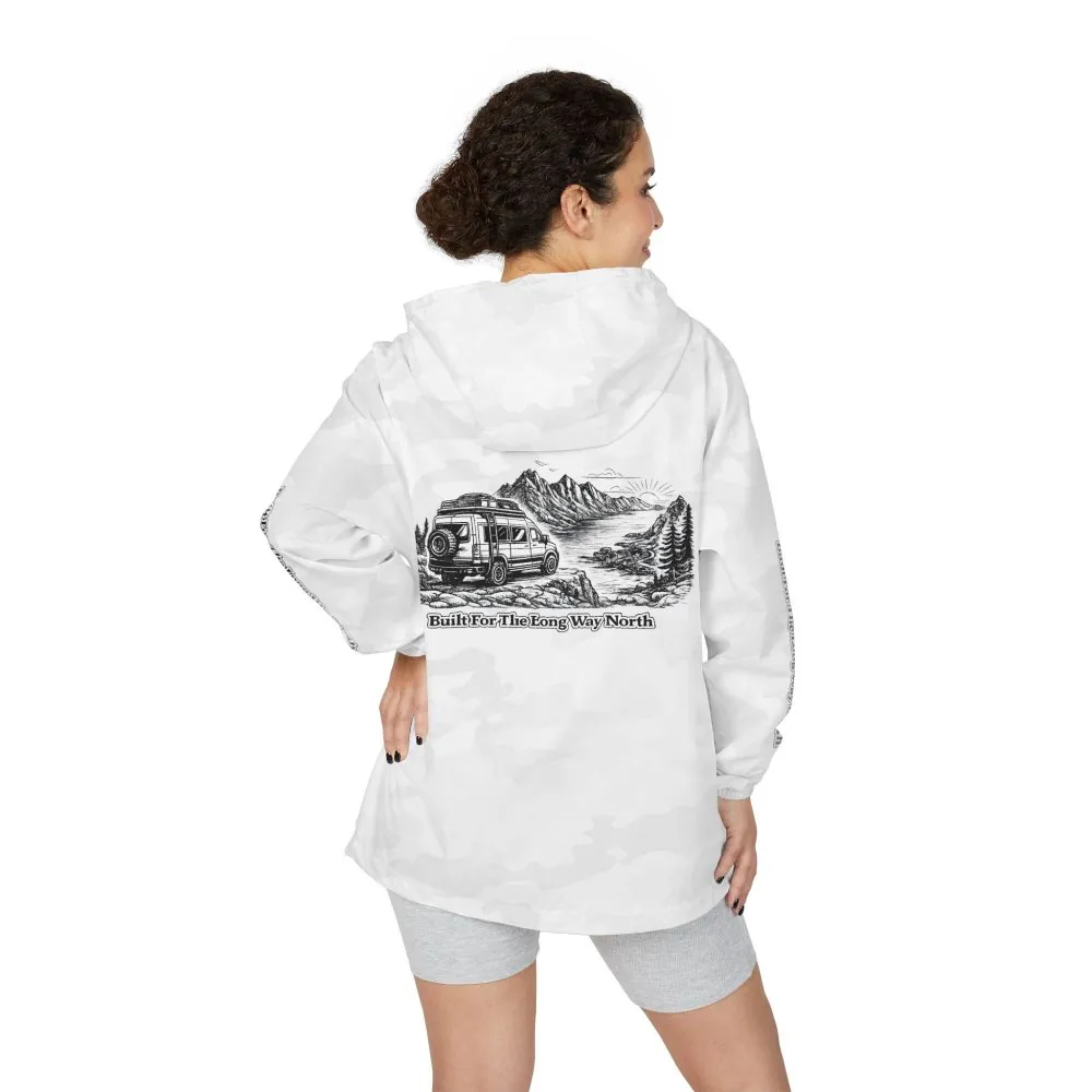 5780286008521811496_2048.jpeg Unisex Full-Zip Windbreaker Jacket — "Built For The Long Way North" (Design "Minimal-Line")