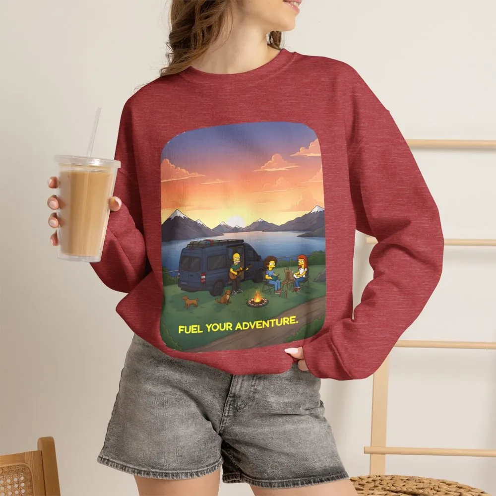 Unisex Heavy Blend™ Crewneck Sweatshirt — "Fuel Your Adventure" Design Sitcom-Line