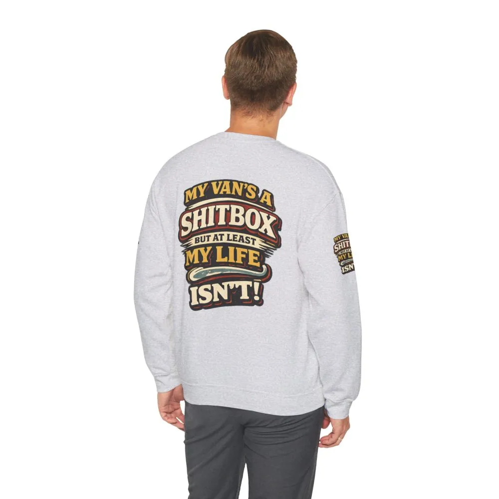 Unisex Heavy Blend™ Crewneck Sweatshirt — "My Van`s A Shitbox" Design F**K-Line
