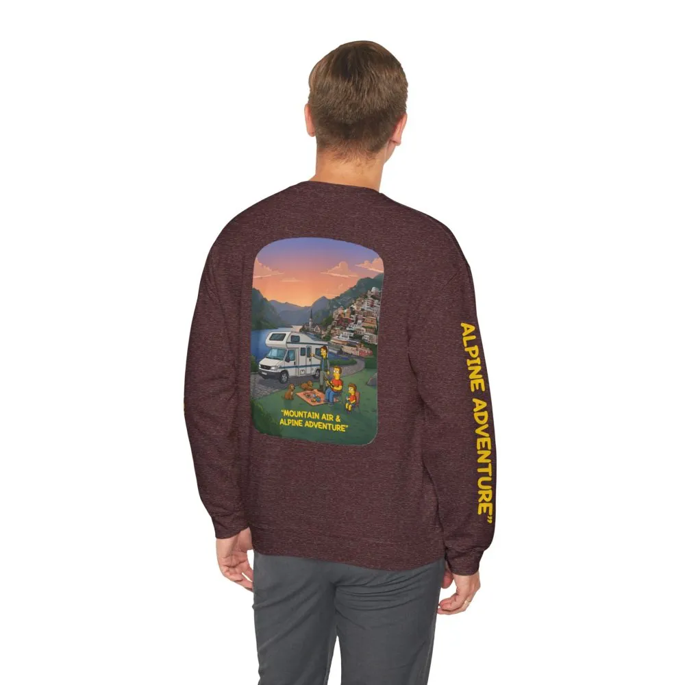 Unisex Heavy Blend™ Crewneck Sweatshirt — "Mountain Air-Alpine Adventure" Design Sitcom-Line
