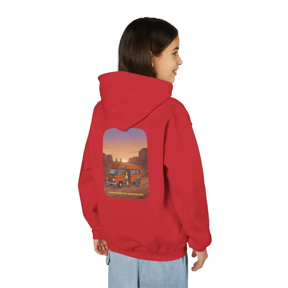 Youth Hoodie(Gildan) – "Roam Where You Are Rooted" (Design Sitcom-Line)