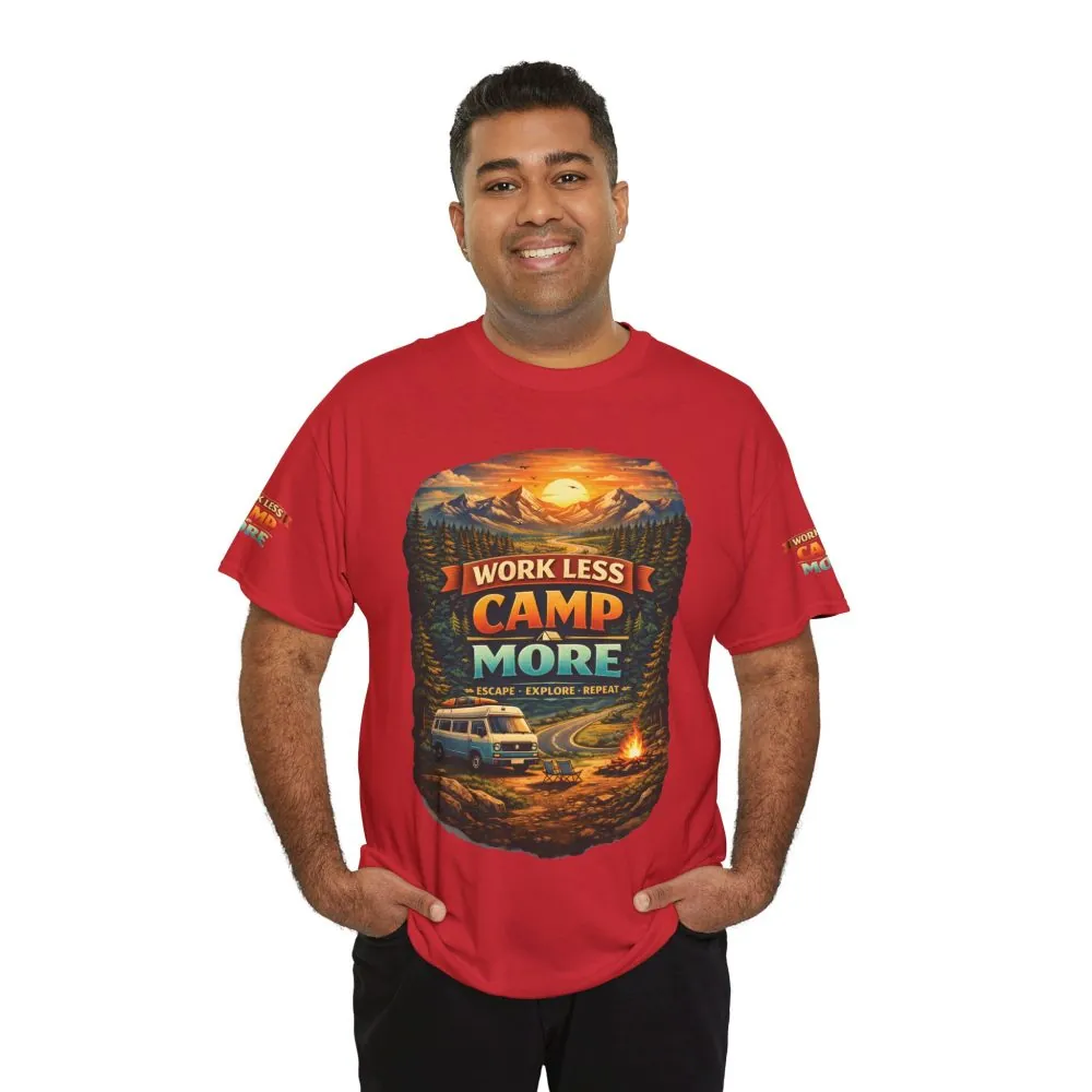 5806923175556776775_2048.jpeg Unisex Heavy Cotton Tee — "Work Less-Camp More" Design Scenic-Line