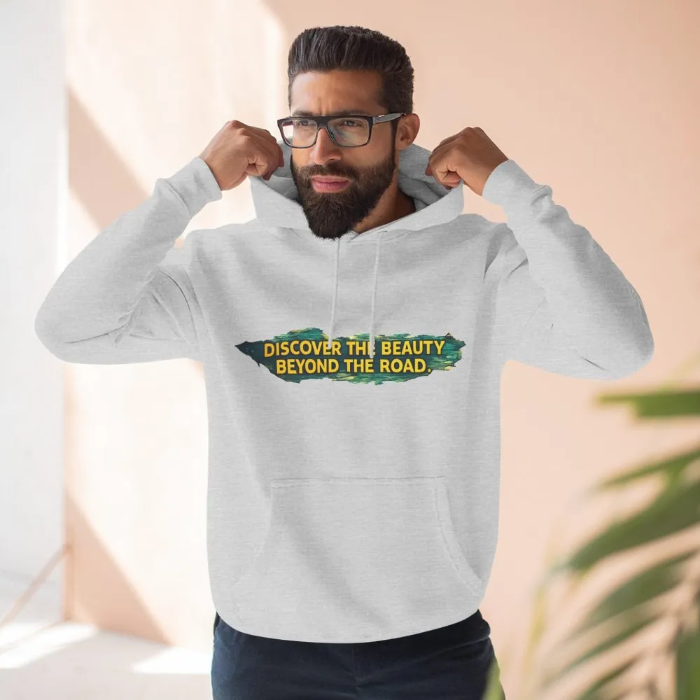 5829988396959130525_2048.jpeg Three-Panel Fleece Hoodie - "Discover The Bieuty Beyond The Road" Design Cubic-Line