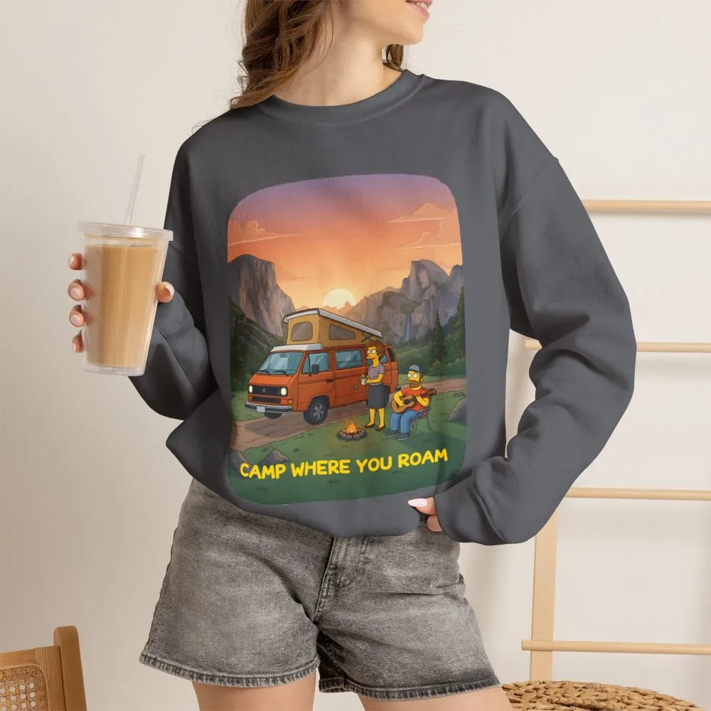 5831932562021121743_2048.jpeg Unisex Heavy Blend™ Crewneck Sweatshirt — "Camp Where You Roam" Design Sitcom-Line