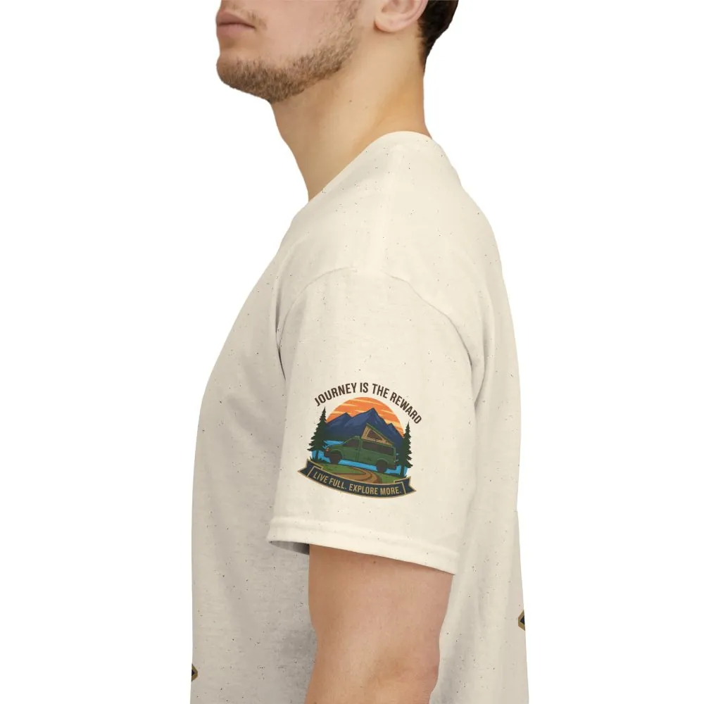 5831982629228061449_2048.jpeg Unisex Heavy Cotton Tee — "Journey Is The Reward Tee" Adventure Camper Van Graphic T-Shirt