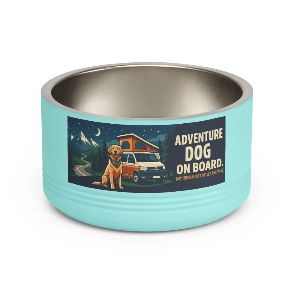Pet Bowl — "Adventure Dog On Board " 18oz Camper & Hiking Dog Travel Bowl