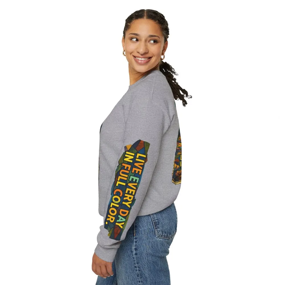 5859832459905112937_2048.jpeg Unisex Heavy Blend™ Crewneck Sweatshirt — "Live Every Day InFull Color" Design Cubic-Line