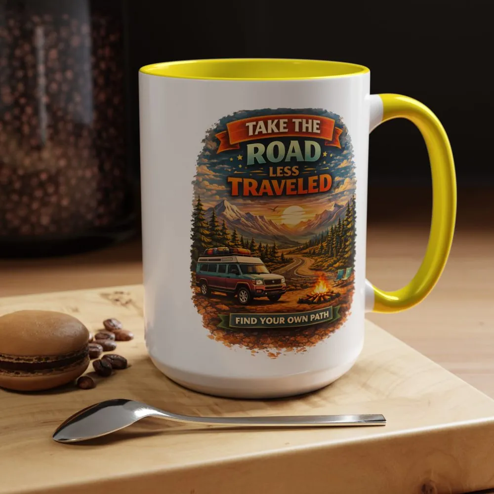 5873681320753734520_2048.jpeg Accent Coffee Mug (11, 15oz) — "Take The Road Less Traveled" Design Scenic-Line