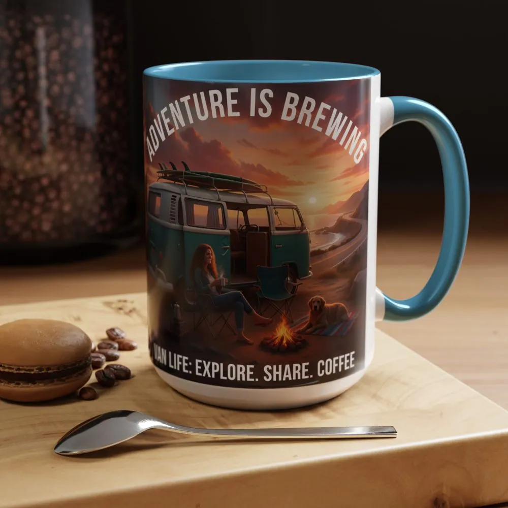 5874430810001690090_2048.jpeg Accent Coffee Mug (11, 15oz) — "Adventure is brewing"