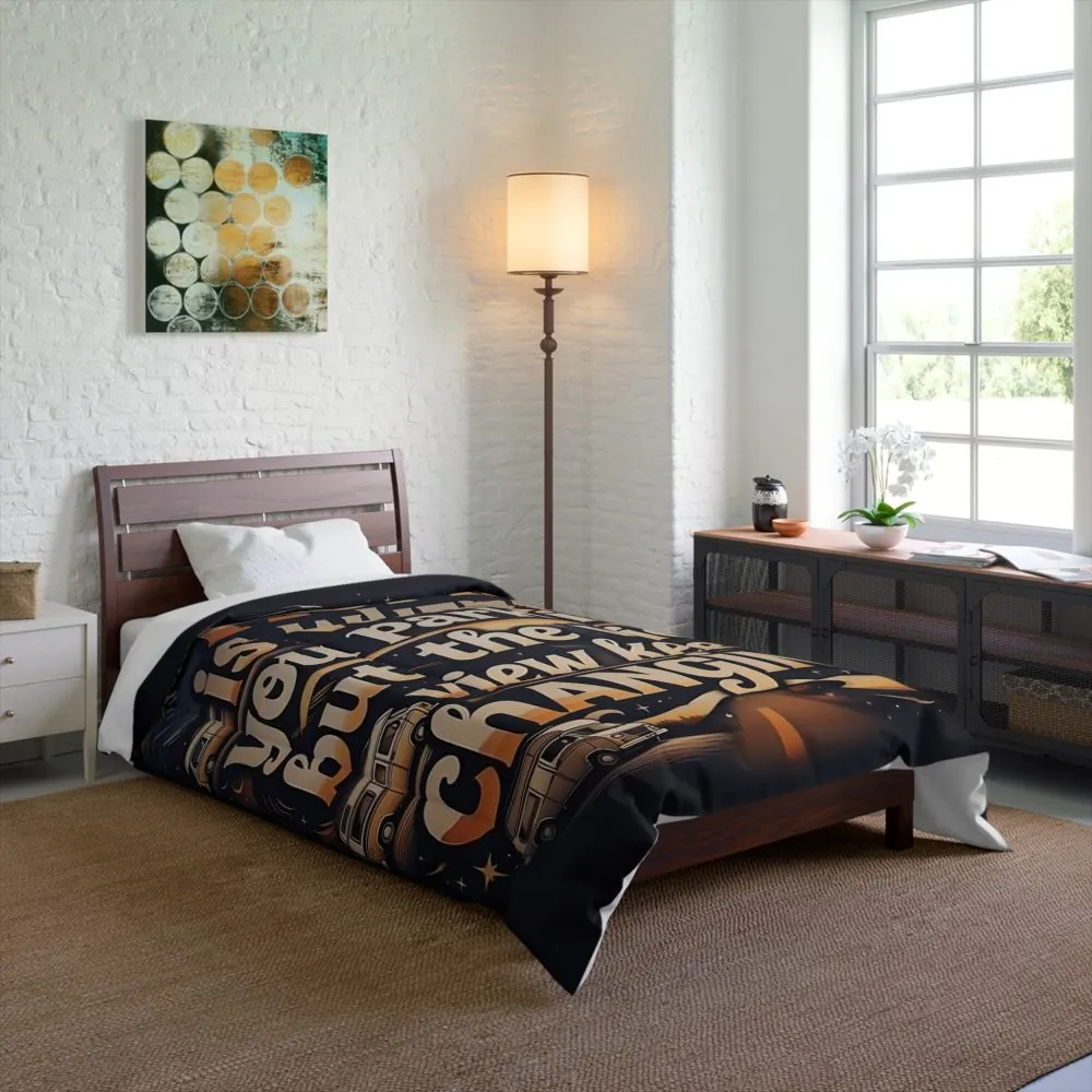 Comforter - "Home Is Where You Park It" RV Camper Comforter, Travel Trailer Bedding for Van Life Lovers