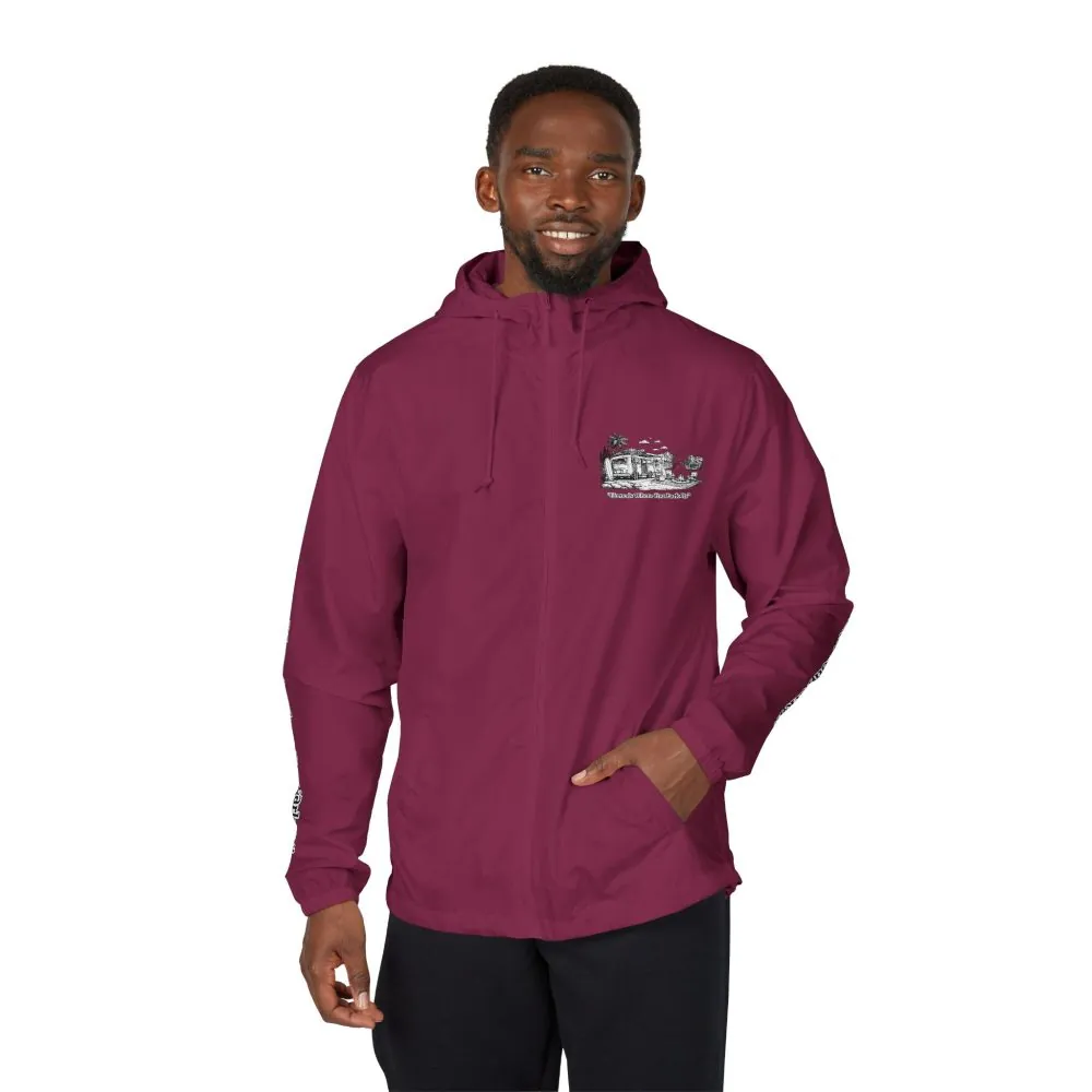Unisex Full-Zip Windbreaker Jacket — "Home Is Where You Park It" (Design "Minimal-Line")