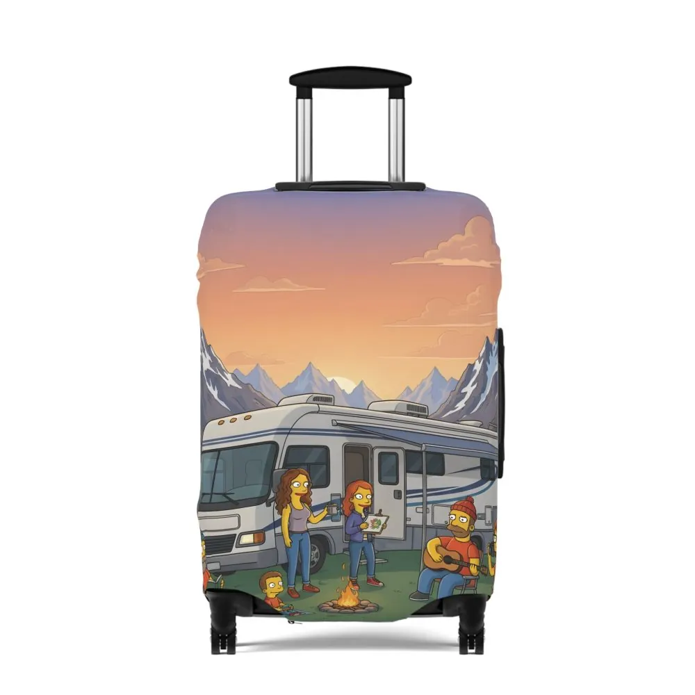Luggage Cover — Adventure Camper Sketch Travel Suitcase(Design Sitcom-Line)