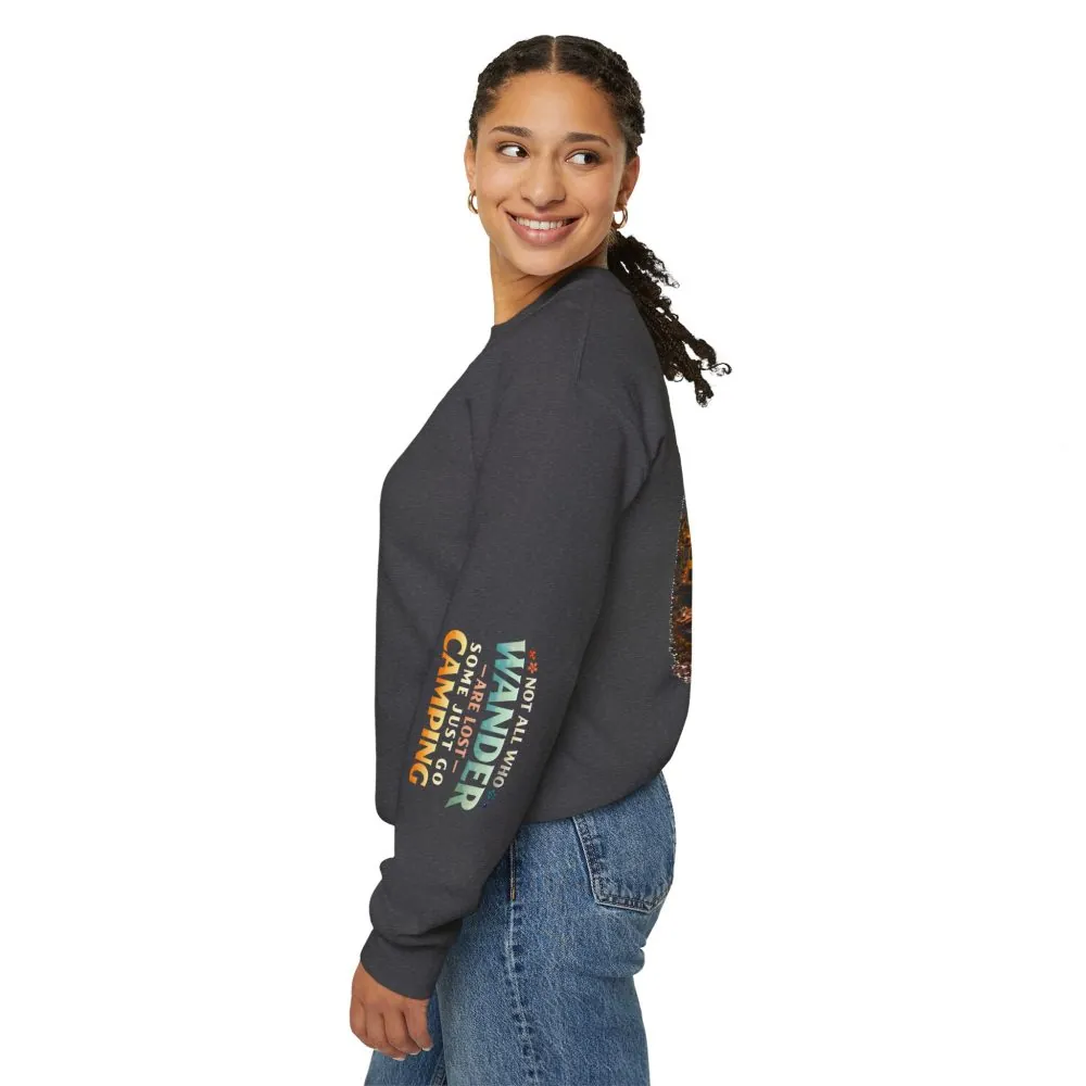 Unisex Heavy Blend™ Crewneck Sweatshirt — "Not All Who Wander Are Lost" Design Scenic-Line