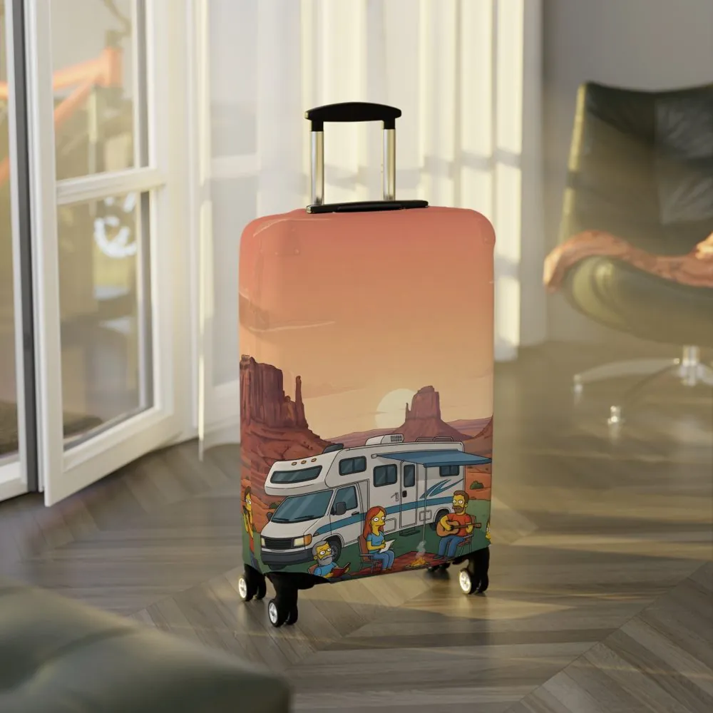 Luggage Cover — Adventure Camper Sketch Travel Suitcase(Design Sitcom-Line)