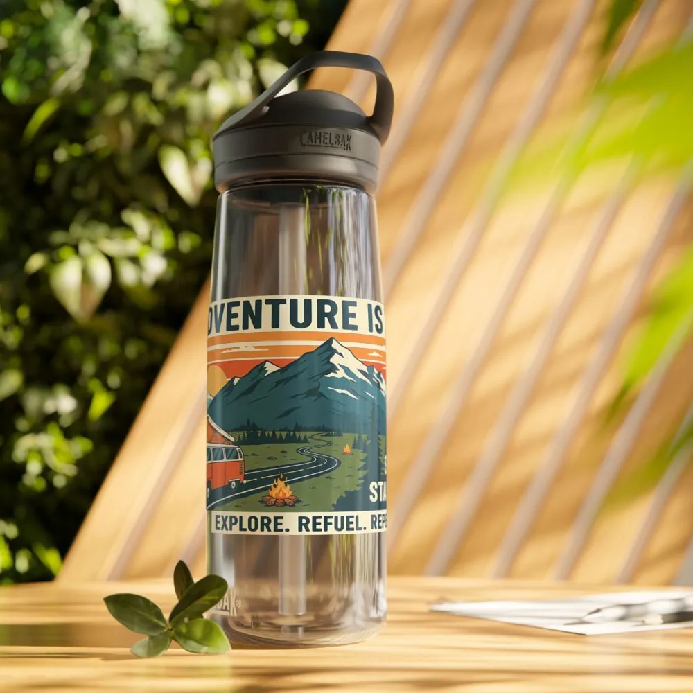 5927580562057151982_2048.jpeg Water Bottle — 20/25oz CamelBak Eddy® | "Adventure Is Out There " Retro Mountain & Van Camping Design