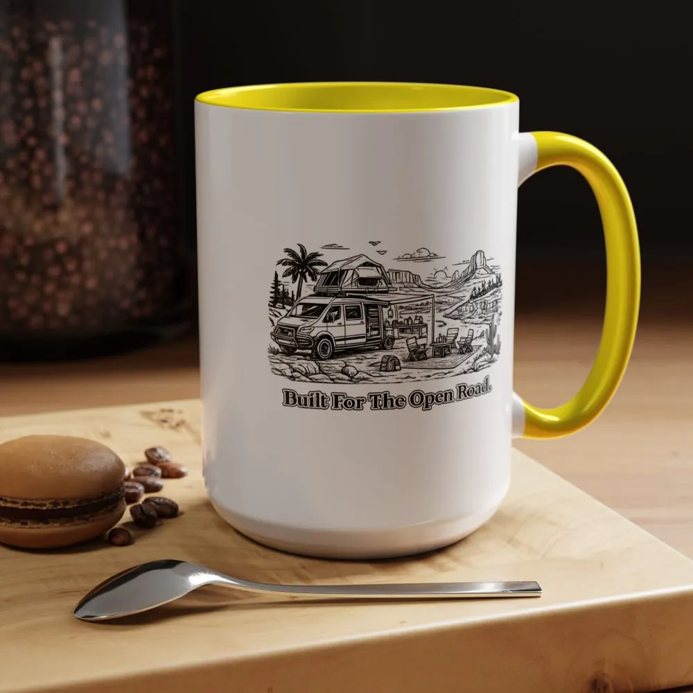 Accent Coffee Mug (11, 15oz) — "Built For The Open Road" Design Minimal-Line
